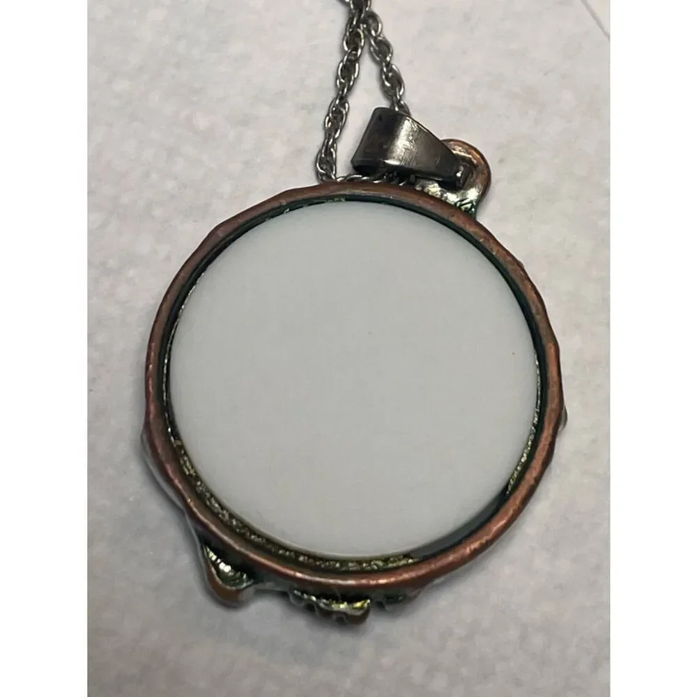 Tree of Life Silver Necklace with Blue-Green Enamel Pendant
